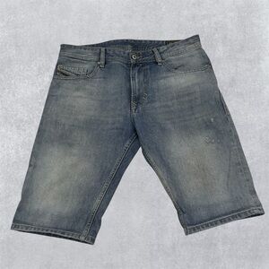 Diesel Shorts Mens 31 Blue Wash Denim Jean Shorts Trouleg Made Italy